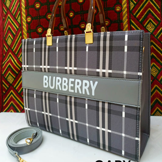 Burberry-Inspired Checkered Tote Bag – Premium Fashion Handbag